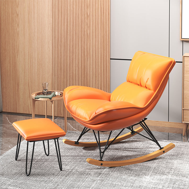 Contemporary Upholstered Rocker Chair Metal Frame Spindle Rocker Chair with Ottoman