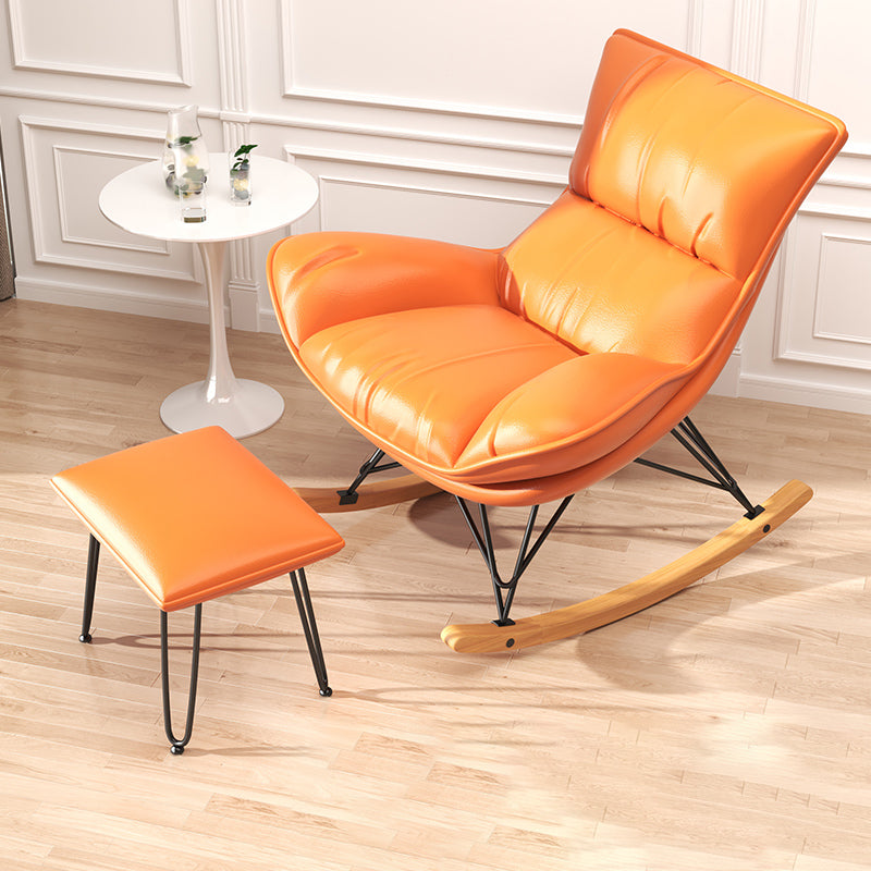 Contemporary Upholstered Rocker Chair Metal Frame Spindle Rocker Chair with Ottoman