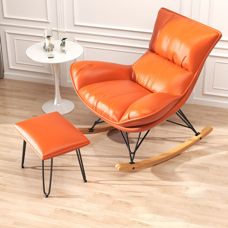 Contemporary Upholstered Rocker Chair Metal Frame Spindle Rocker Chair with Ottoman