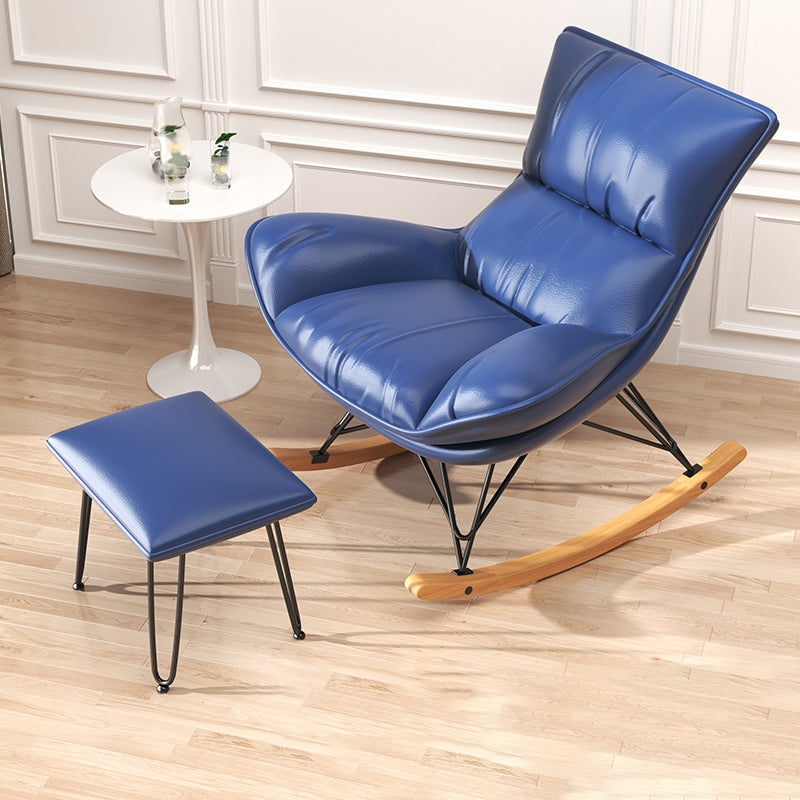 Contemporary Upholstered Rocker Chair Metal Frame Spindle Rocker Chair with Ottoman