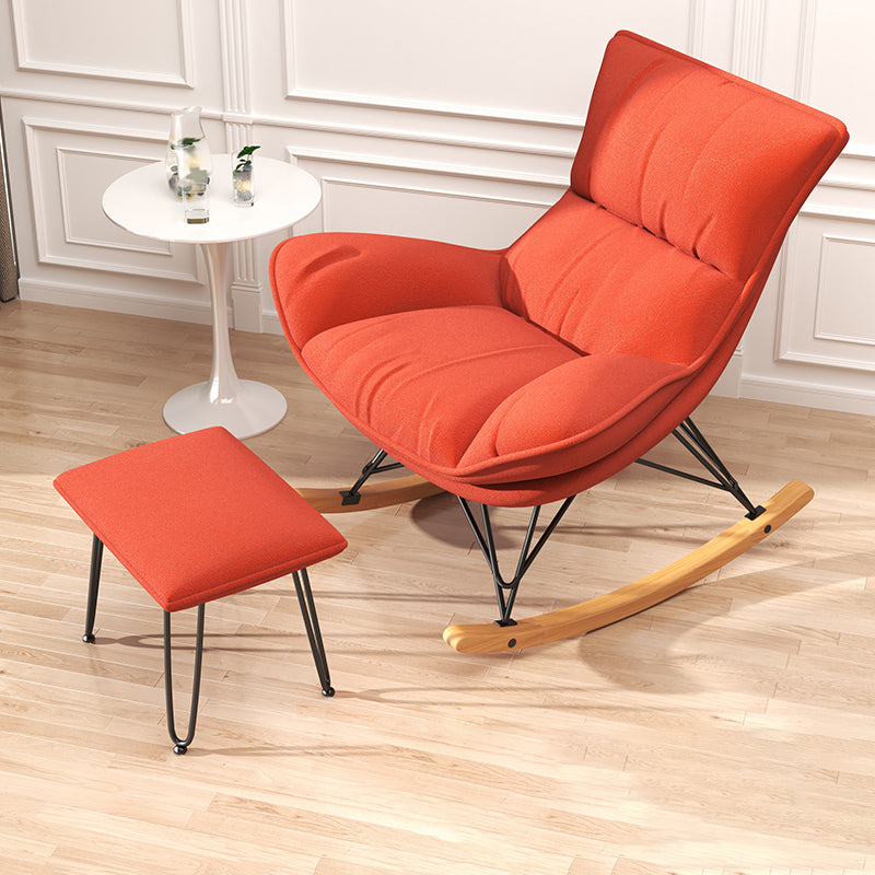Contemporary Upholstered Rocker Chair Metal Frame Spindle Rocker Chair with Ottoman