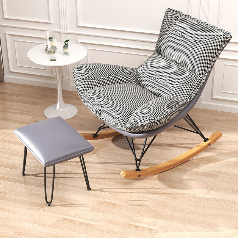 Contemporary Upholstered Rocker Chair Metal Frame Spindle Rocker Chair with Ottoman