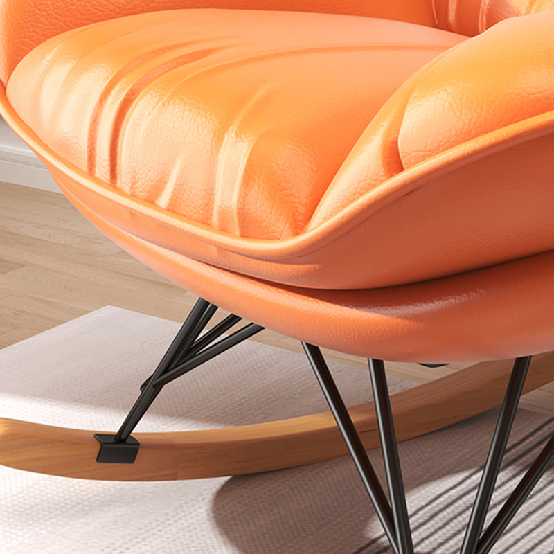 Contemporary Upholstered Rocker Chair Metal Frame Spindle Rocker Chair with Ottoman