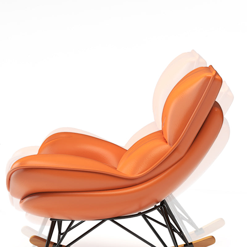 Contemporary Upholstered Rocker Chair Metal Frame Spindle Rocker Chair with Ottoman