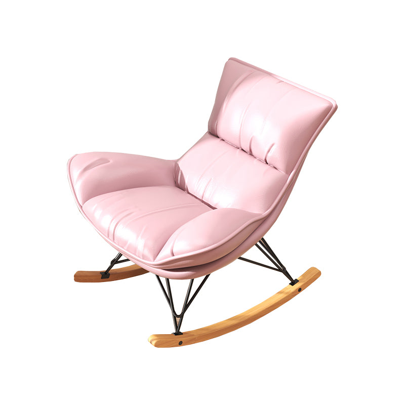 Contemporary Upholstered Rocker Chair Metal Frame Spindle Rocker Chair with Ottoman