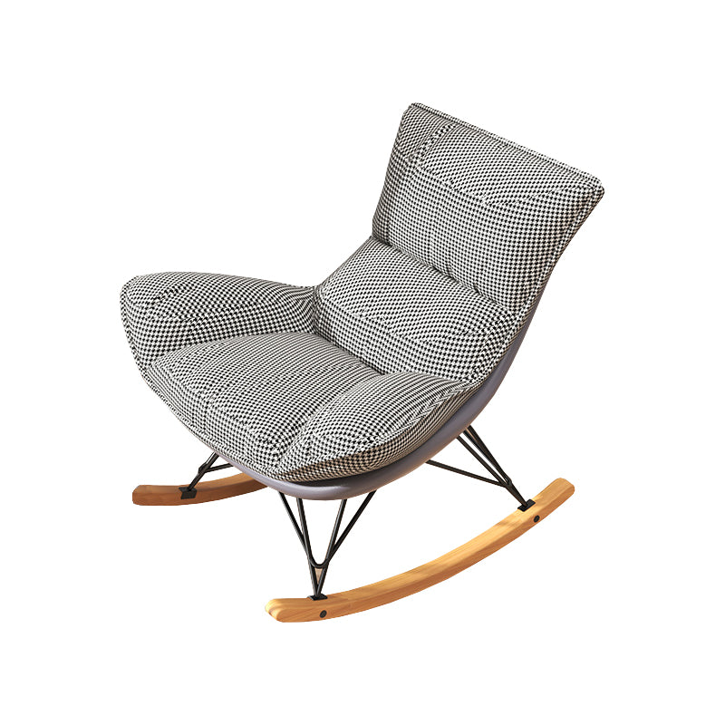 Contemporary Upholstered Rocker Chair Metal Frame Spindle Rocker Chair with Ottoman