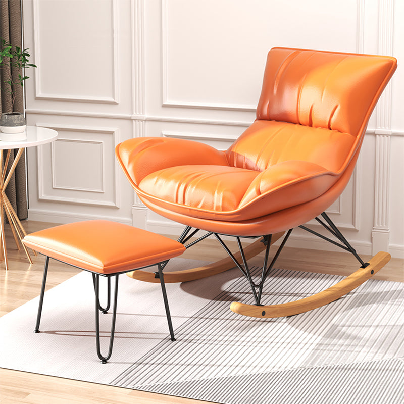 Contemporary Upholstered Rocker Chair Metal Frame Spindle Rocker Chair with Ottoman