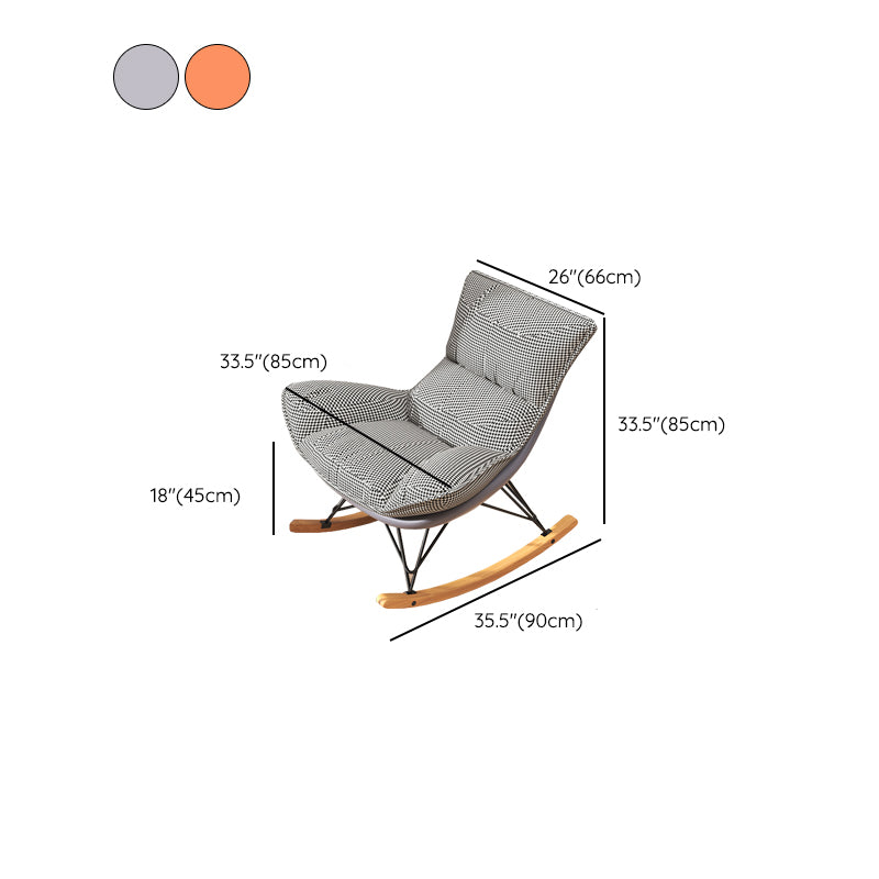 Contemporary Upholstered Rocker Chair Metal Frame Spindle Rocker Chair with Ottoman