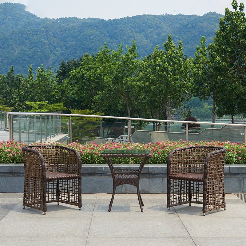 Modern 1/3 Pieces Dining Metal Set Glass Dining Table Set for Outdoor