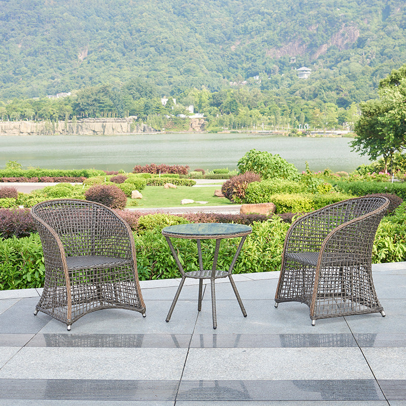 Modern 1/3 Pieces Dining Metal Set Glass Dining Table Set for Outdoor