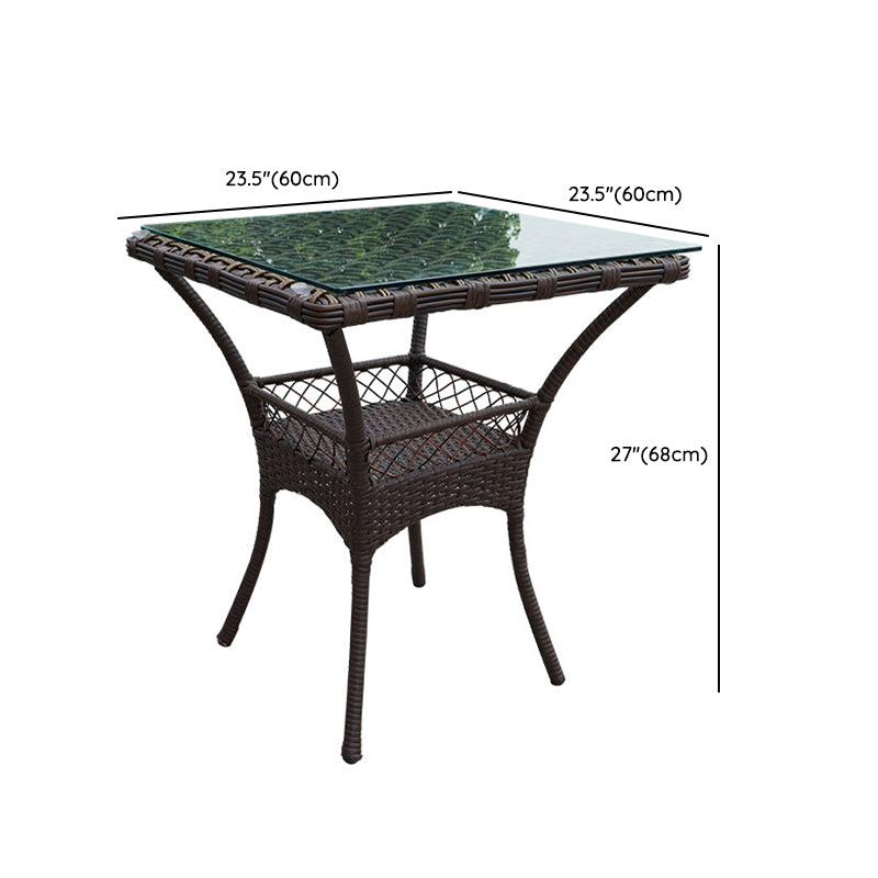 Modern 1/3 Pieces Dining Metal Set Glass Dining Table Set for Outdoor