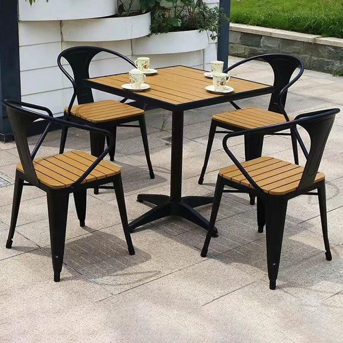 Contemporary 1/5/7 Pieces Metal Dining Set Reclaimed Wood Dining Table Set for Outdooor