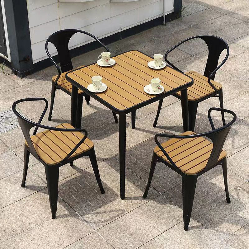 Contemporary 1/5/7 Pieces Metal Dining Set Reclaimed Wood Dining Table Set for Outdooor