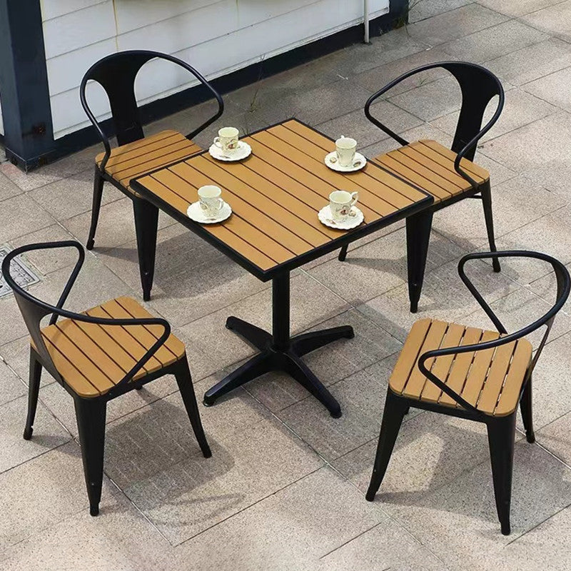 Contemporary 1/5/7 Pieces Metal Dining Set Reclaimed Wood Dining Table Set for Outdooor
