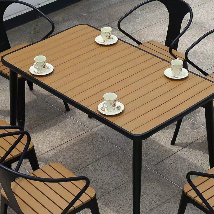 Contemporary 1/5/7 Pieces Metal Dining Set Reclaimed Wood Dining Table Set for Outdooor