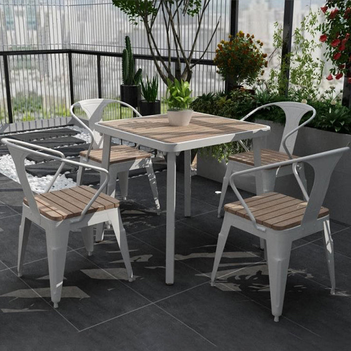 Contemporary Style 1/5/7 Pieces Metal Dining Set Reclaimed Wood Dining Table Set