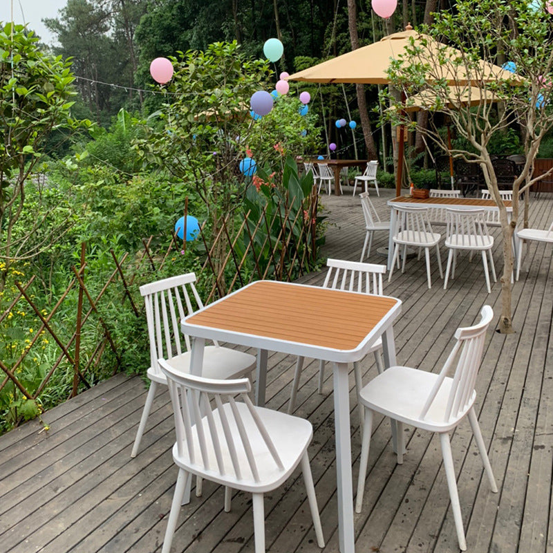 Contemporary Style 1/5/7 Pieces Metal Dining Set Reclaimed Wood Dining Table Set