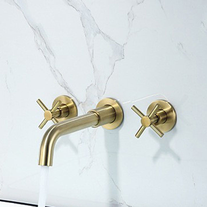 Glam Style Faucet 3 Holes Wall Mounted Bathroom Faucets with 2 Cross Handles