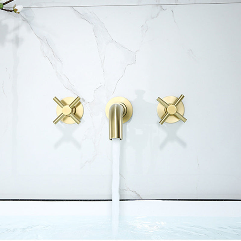Glam Style Faucet 3 Holes Wall Mounted Bathroom Faucets with 2 Cross Handles
