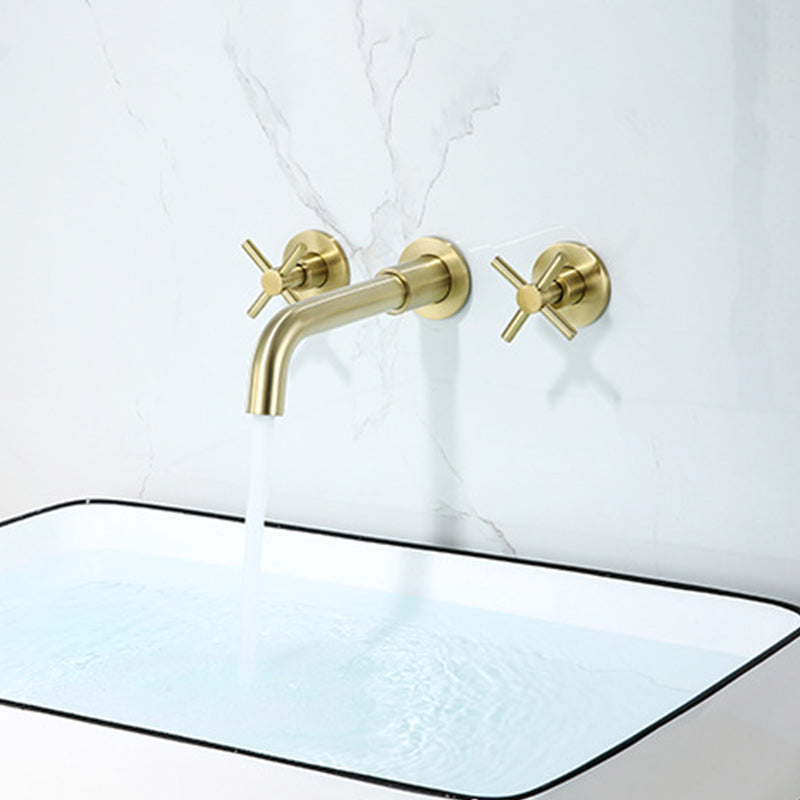 Glam Style Faucet 3 Holes Wall Mounted Bathroom Faucets with 2 Cross Handles