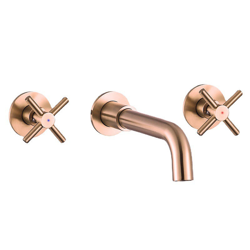 Glam Style Faucet 3 Holes Wall Mounted Bathroom Faucets with 2 Cross Handles