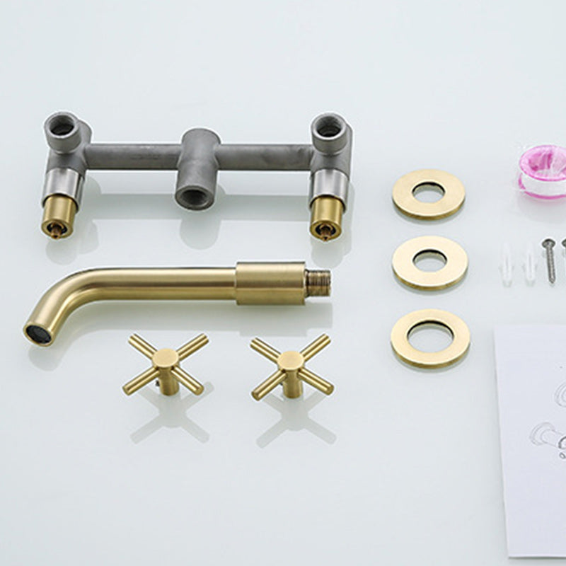 Glam Style Faucet 3 Holes Wall Mounted Bathroom Faucets with 2 Cross Handles