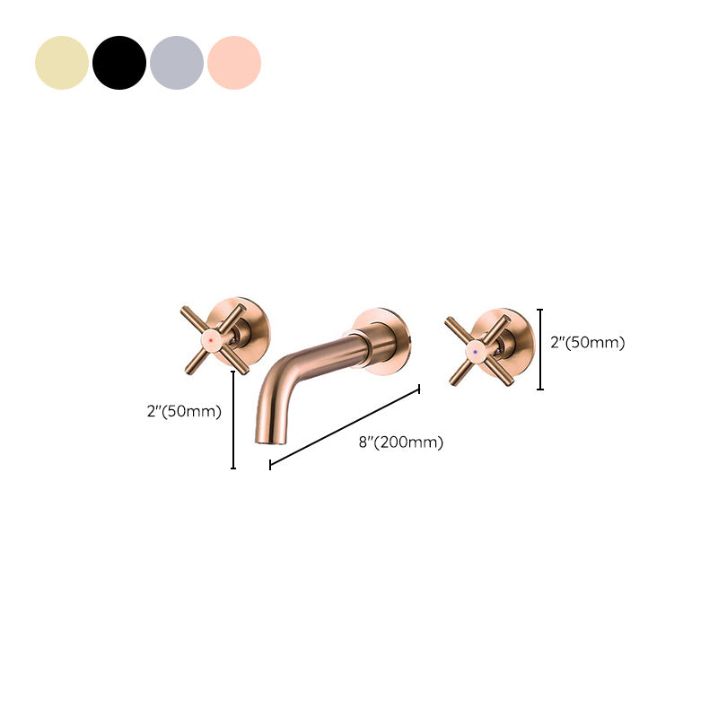 Glam Style Faucet 3 Holes Wall Mounted Bathroom Faucets with 2 Cross Handles
