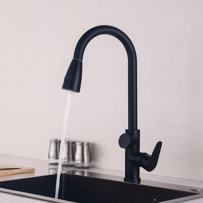 Modern Style Kitchen Faucet Stainless Steel 1-Handle High Arc Retractable Kitchen Faucet