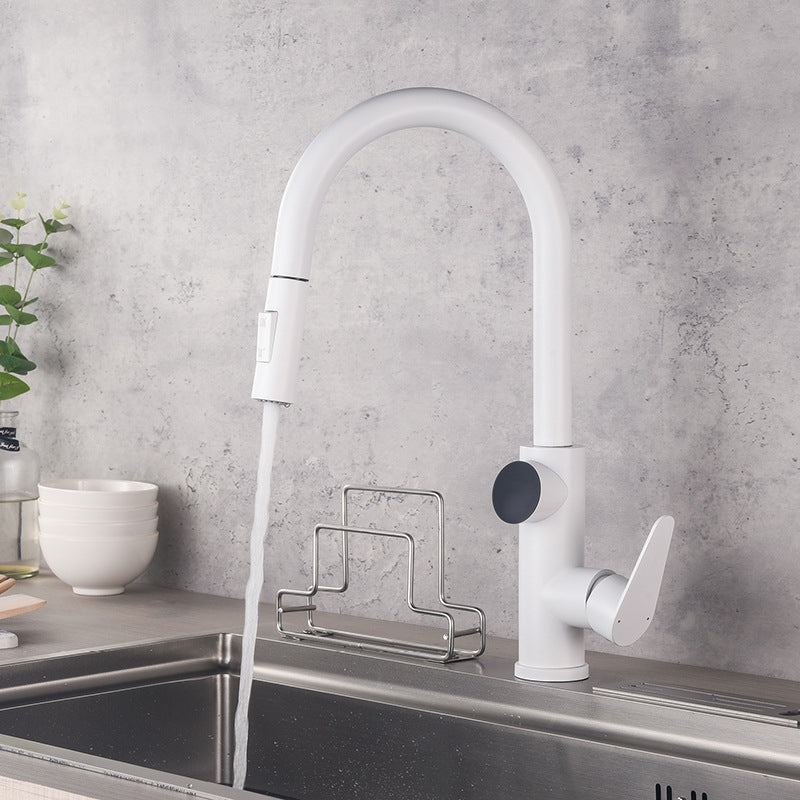 Modern Style Kitchen Faucet Stainless Steel 1-Handle High Arc Retractable Kitchen Faucet