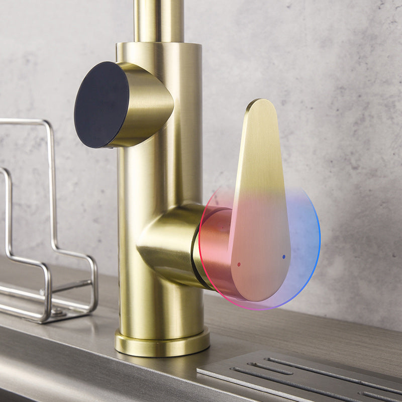 Modern Style Kitchen Faucet Stainless Steel 1-Handle High Arc Retractable Kitchen Faucet