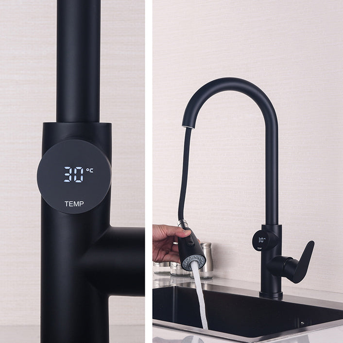 Modern Style Kitchen Faucet Stainless Steel 1-Handle High Arc Retractable Kitchen Faucet