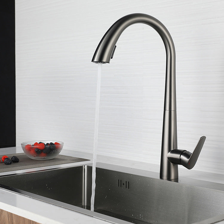 Modern Retractable Kitchen Faucet Stainless Steel Single Handle High Arc Kitchen Faucet