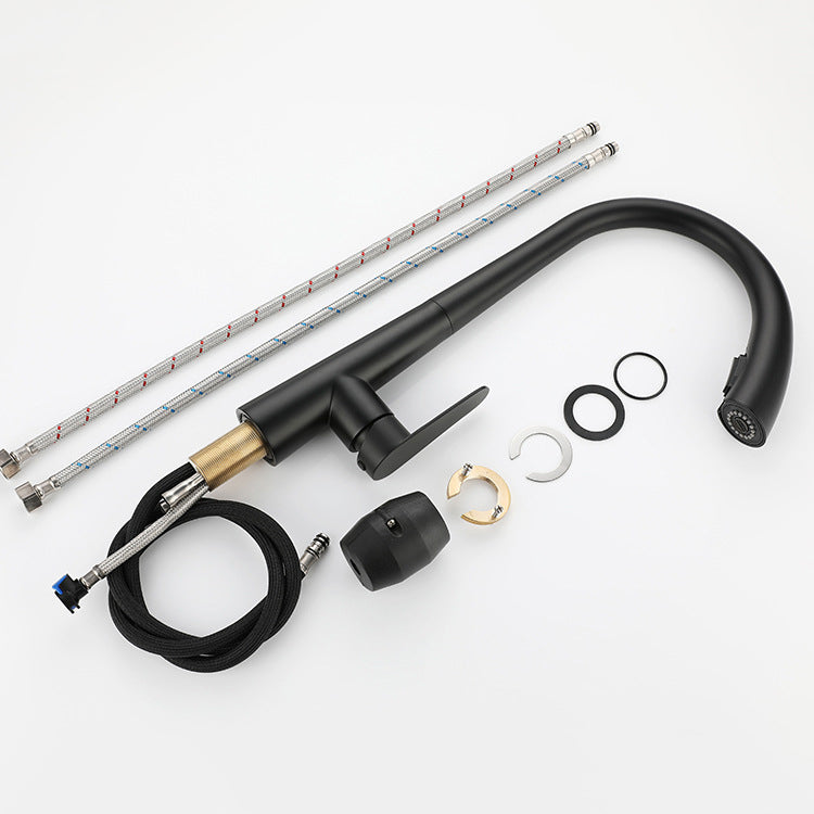 Modern Retractable Kitchen Faucet Stainless Steel Single Handle High Arc Kitchen Faucet