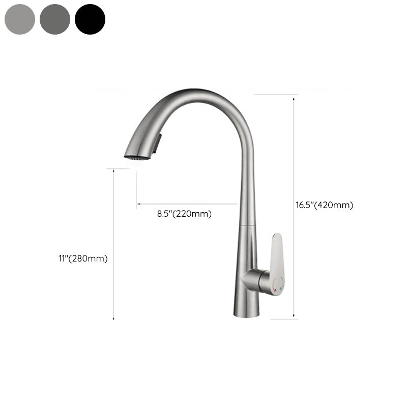 Modern Retractable Kitchen Faucet Stainless Steel Single Handle High Arc Kitchen Faucet