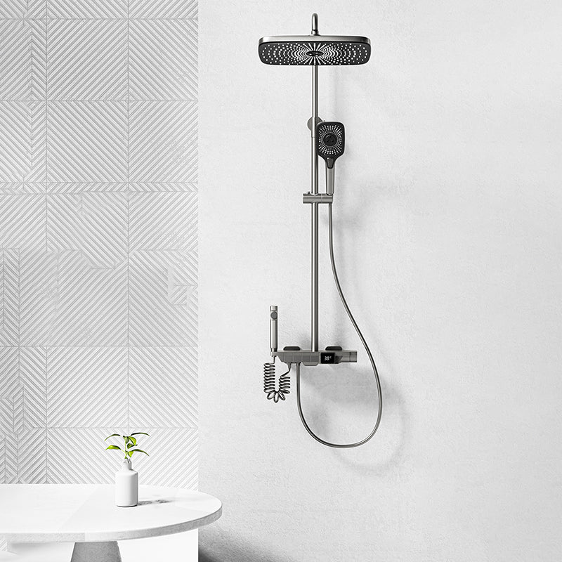 Modern Brass Shower Set 2 Shower Heads Shower Faucet in Gray and White