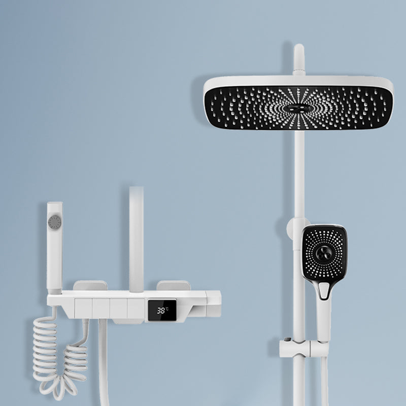 Modern Brass Shower Set 2 Shower Heads Shower Faucet in Gray and White