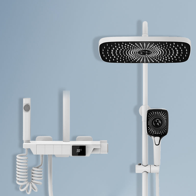 Modern Brass Shower Set 2 Shower Heads Shower Faucet in Gray and White