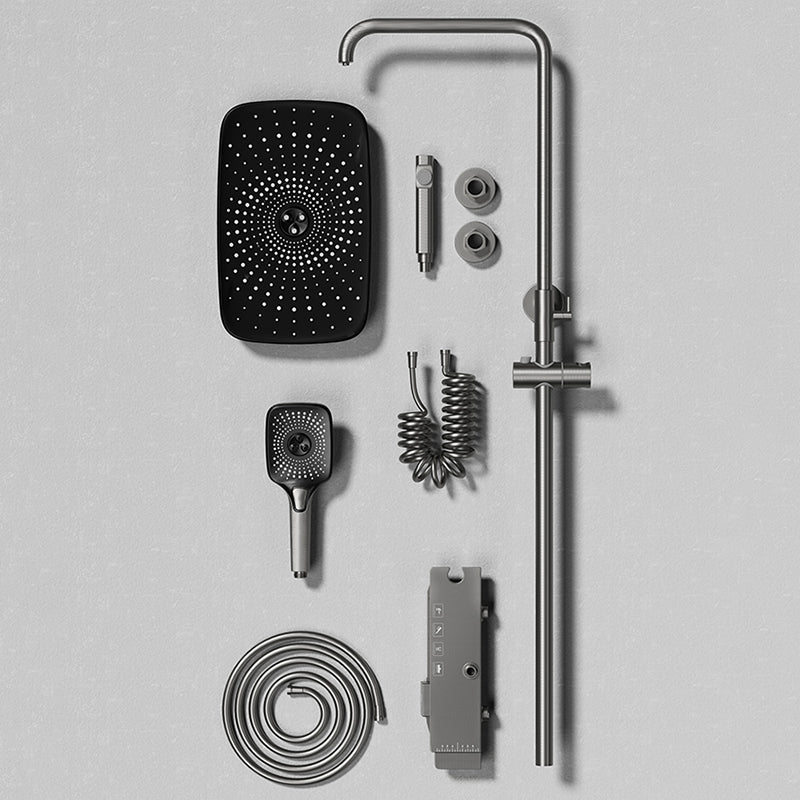 Modern Brass Shower Set 2 Shower Heads Shower Faucet in Gray and White