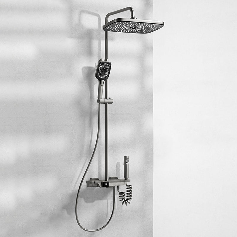 Modern Brass Shower Set 2 Shower Heads Shower Faucet in Gray and White