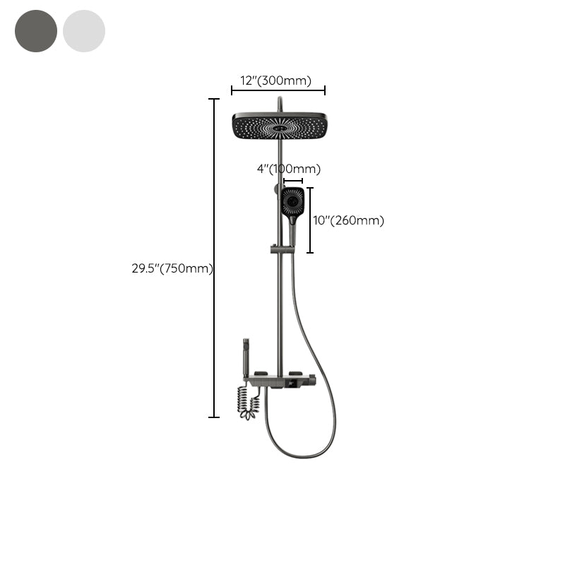 Modern Brass Shower Set 2 Shower Heads Shower Faucet in Gray and White