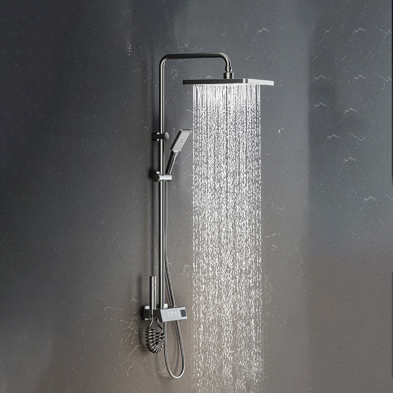 Contemporary Shower Set Slide Bar Dual Shower Head Thermostatic Wall Mounted Shower System