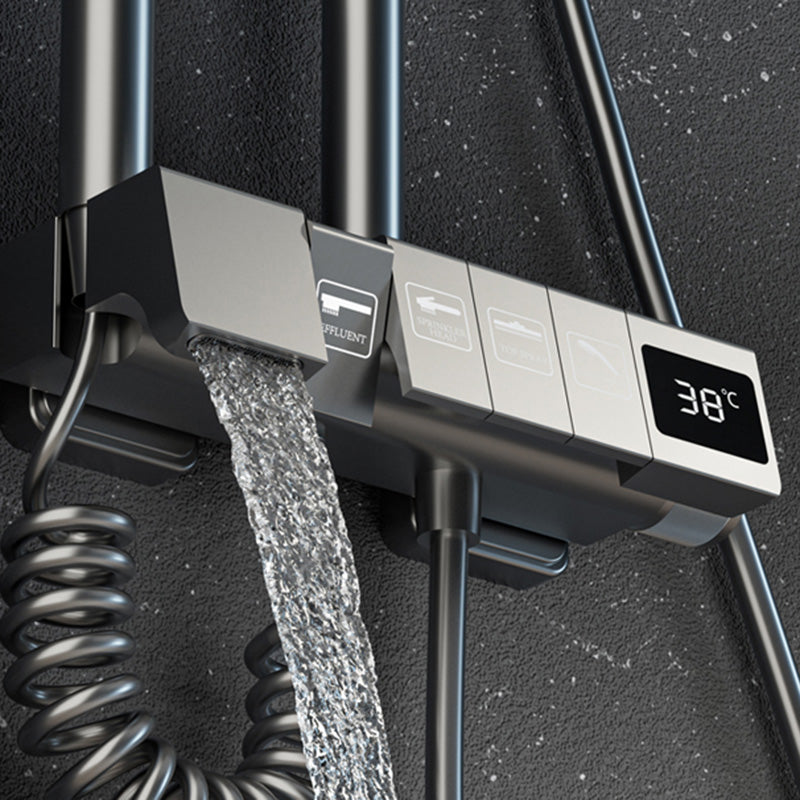 Contemporary Shower Set Slide Bar Dual Shower Head Thermostatic Wall Mounted Shower System