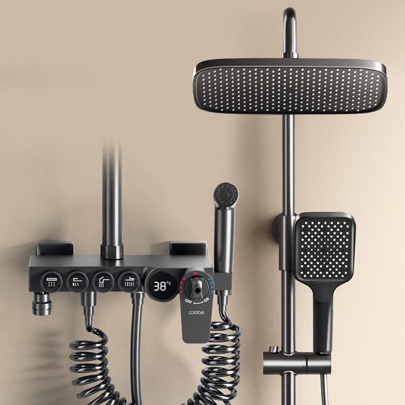 Modern Style Shower System Copper Spot Resist Rectangle Wall Mounted Shower System