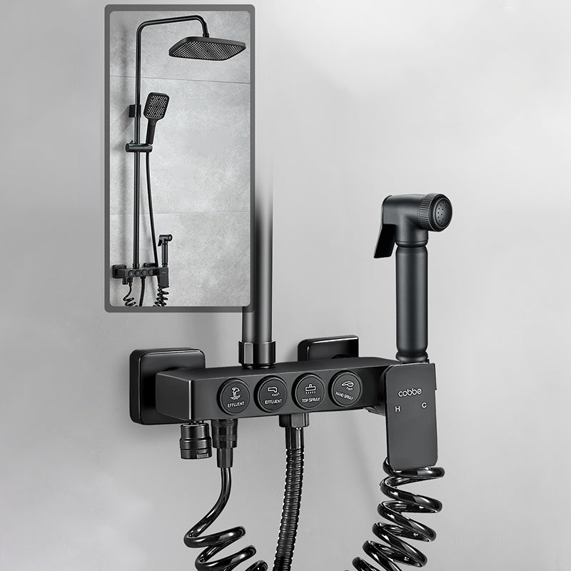 Modern Style Shower System Copper Spot Resist Rectangle Wall Mounted Shower System