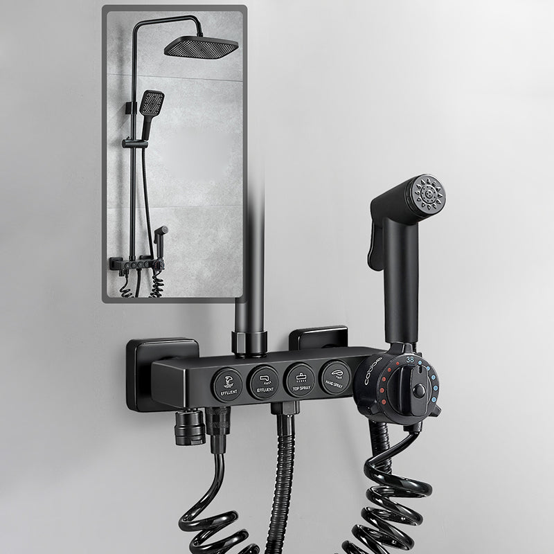 Modern Style Shower System Copper Spot Resist Rectangle Wall Mounted Shower System