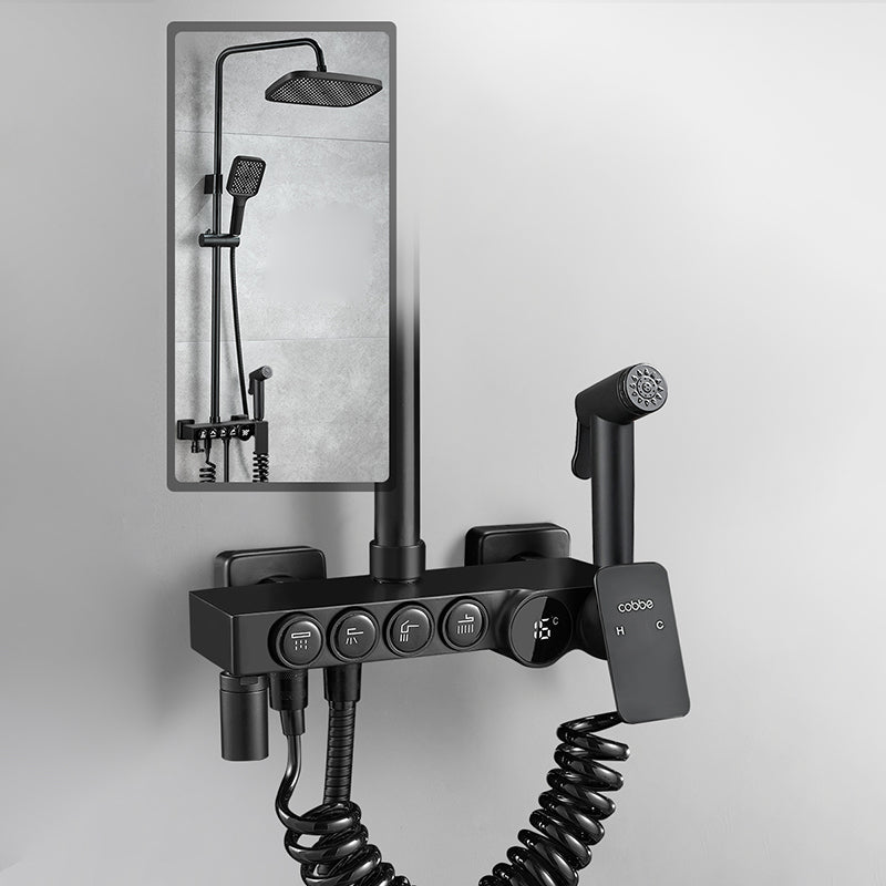 Modern Style Shower System Copper Spot Resist Rectangle Wall Mounted Shower System