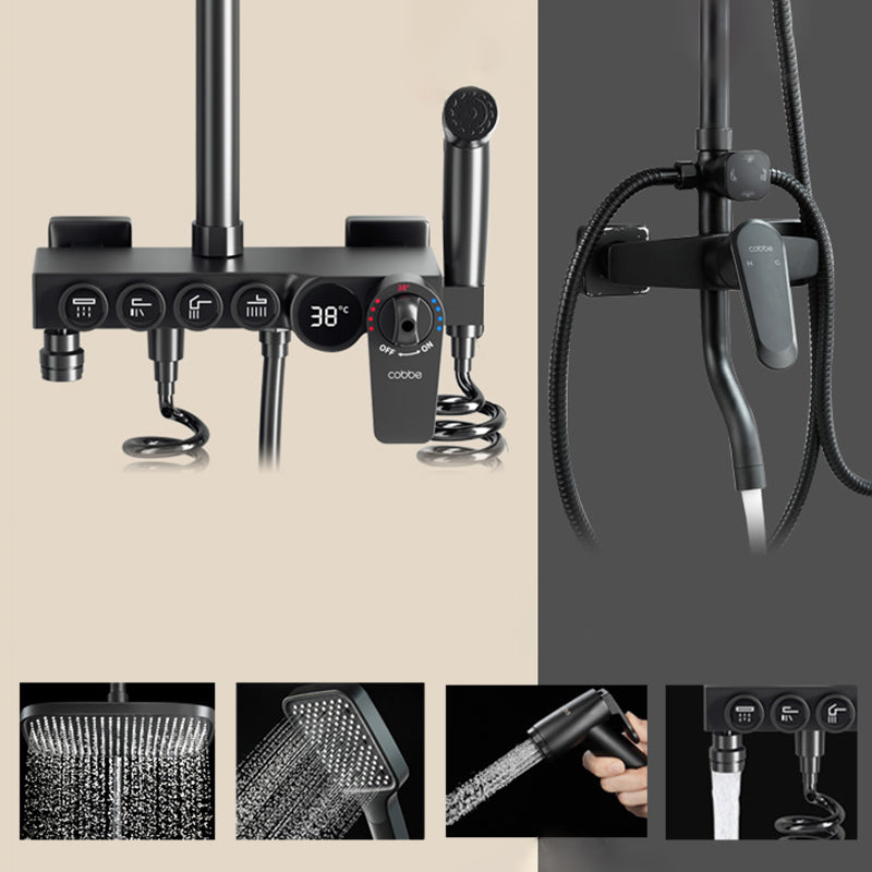 Modern Style Shower System Copper Spot Resist Rectangle Wall Mounted Shower System