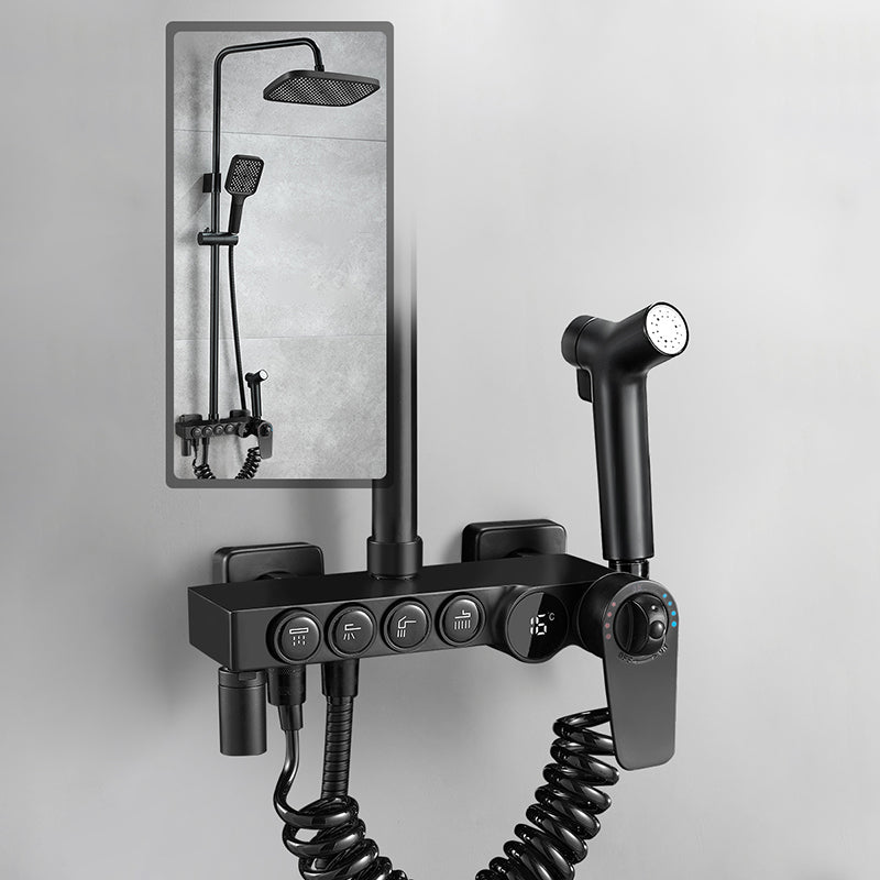 Modern Style Shower System Copper Spot Resist Rectangle Wall Mounted Shower System