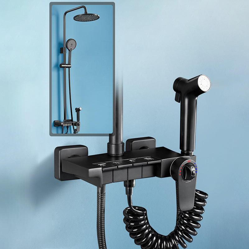 Modern Style Shower System Copper Spot Resist Rectangle Wall Mounted Shower System