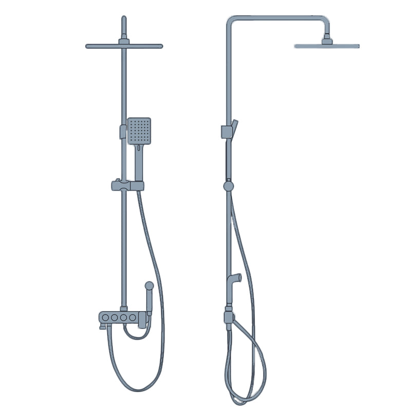 Modern Style Shower System Copper Spot Resist Rectangle Wall Mounted Shower System